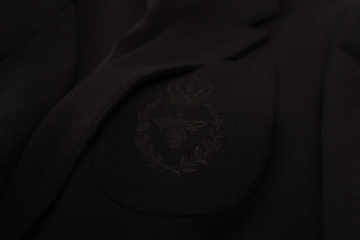Schwarze Wollkrone Slim Fit Jacke Blazer