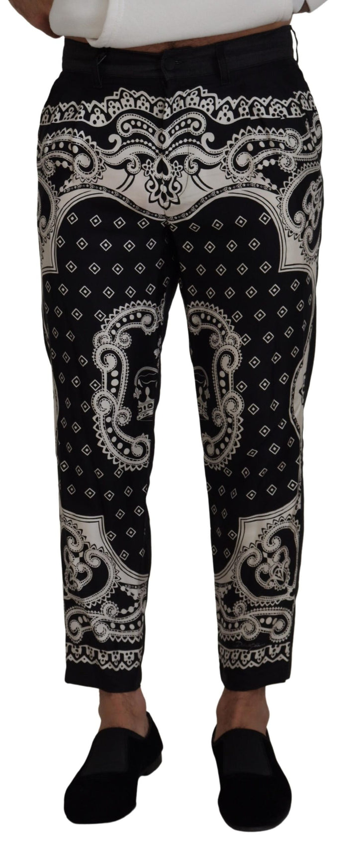 Schwarze Seidenbandana Print-Hose