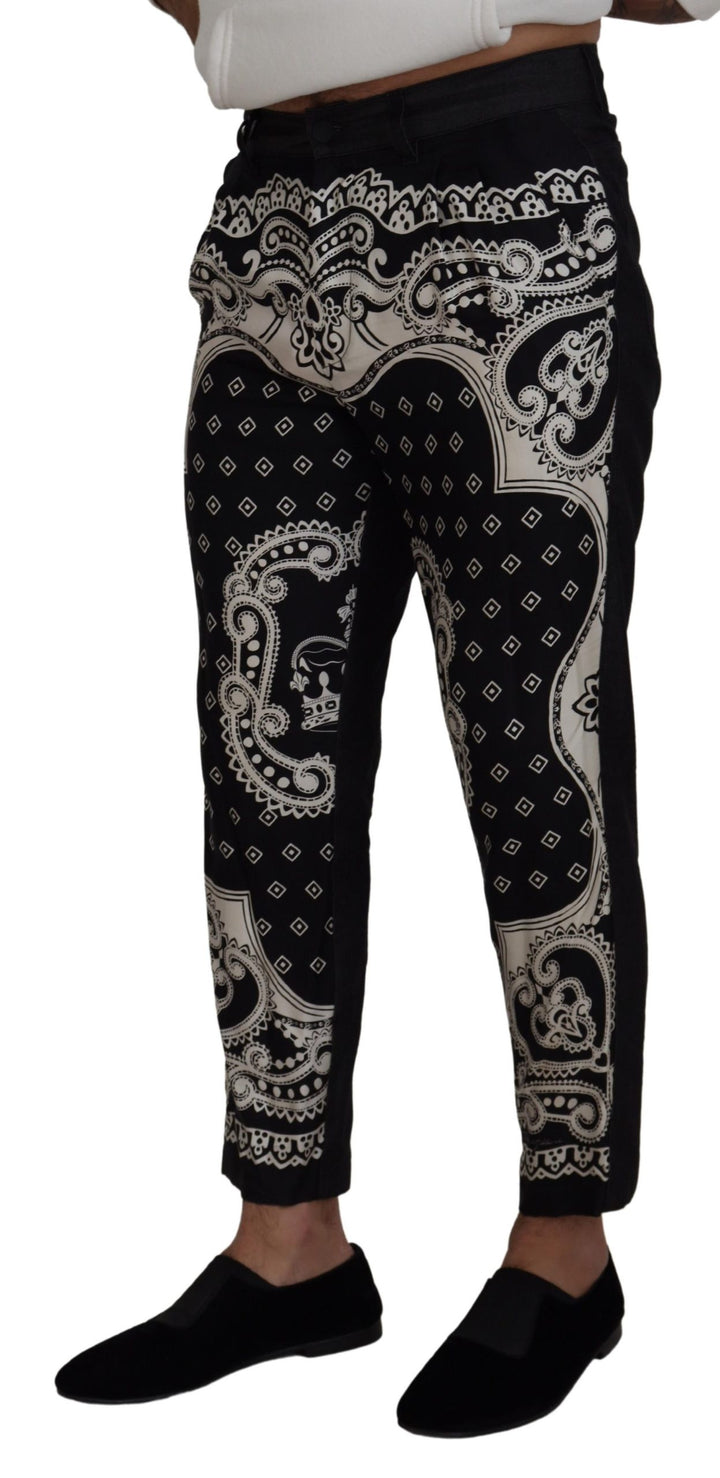 Schwarze Seidenbandana Print-Hose