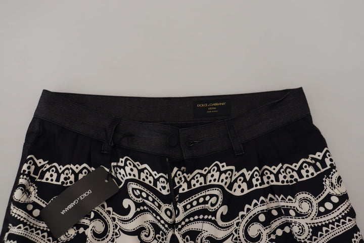 Schwarze Seidenbandana Print-Hose