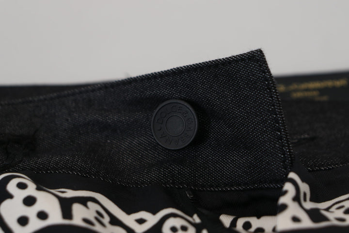 Schwarze Seidenbandana Print-Hose