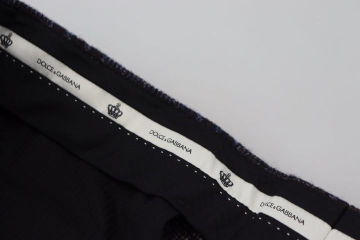 Elegant grey checked alpaca blend trousers