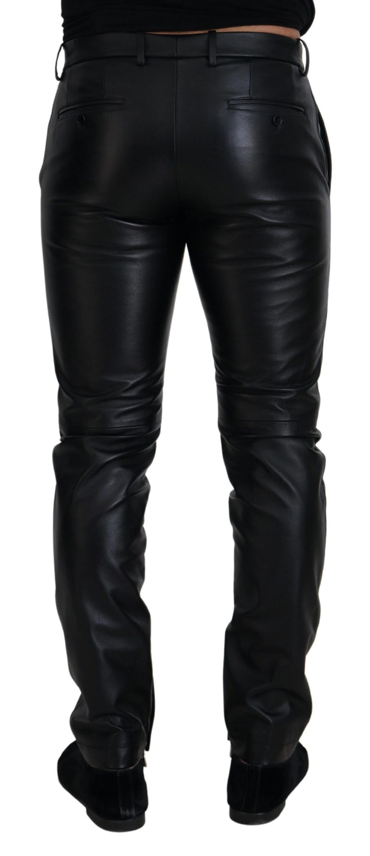Schwarze glänzende Stretch-Skinny-Hose