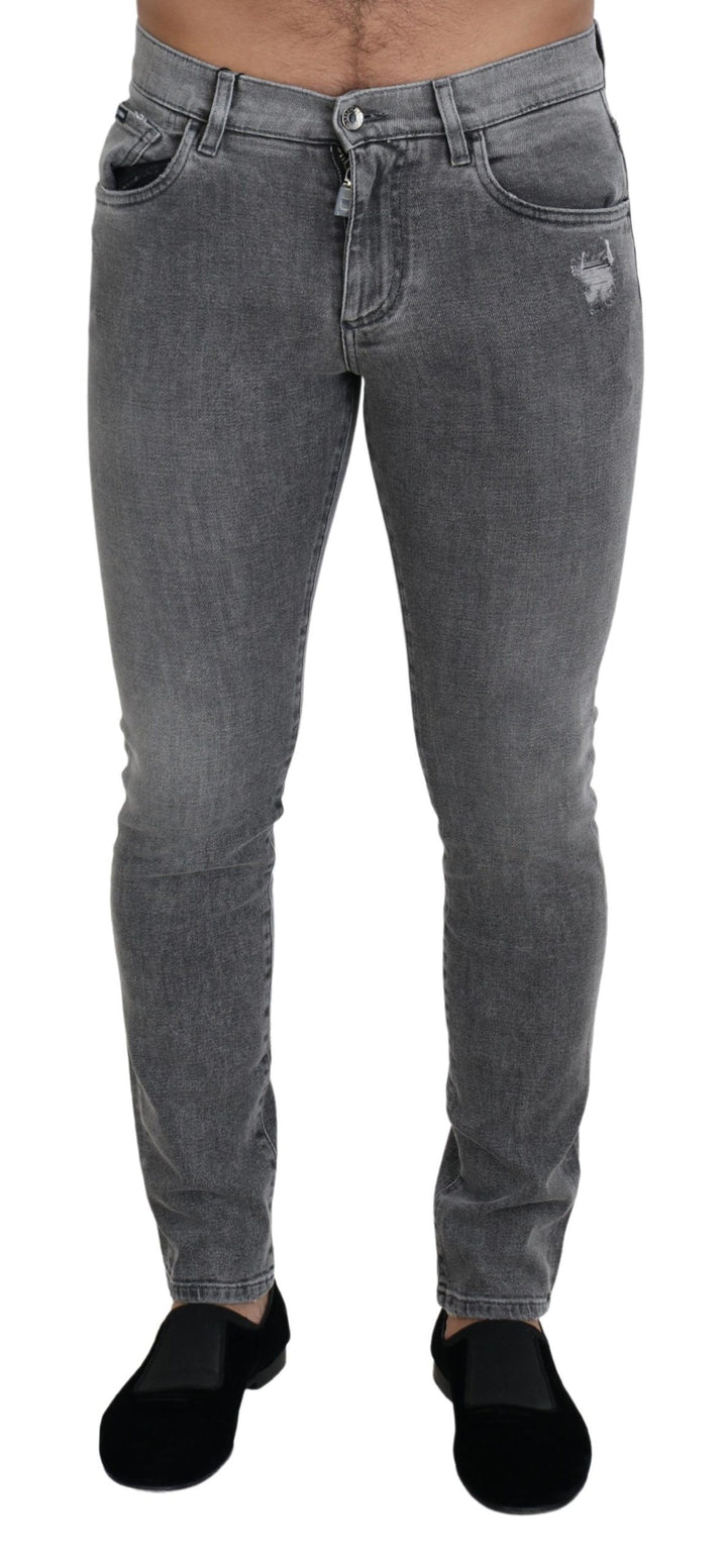 Chic grey washed denim trousers