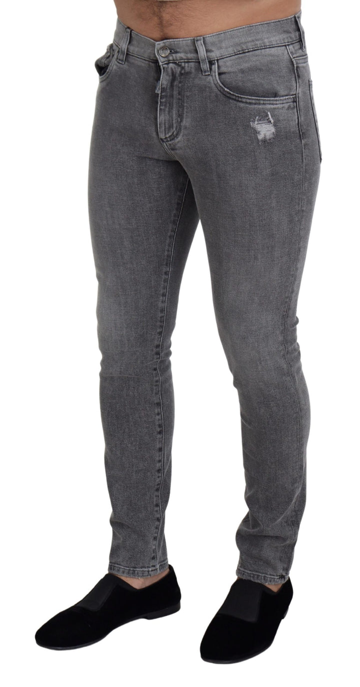 Chic grey washed denim trousers