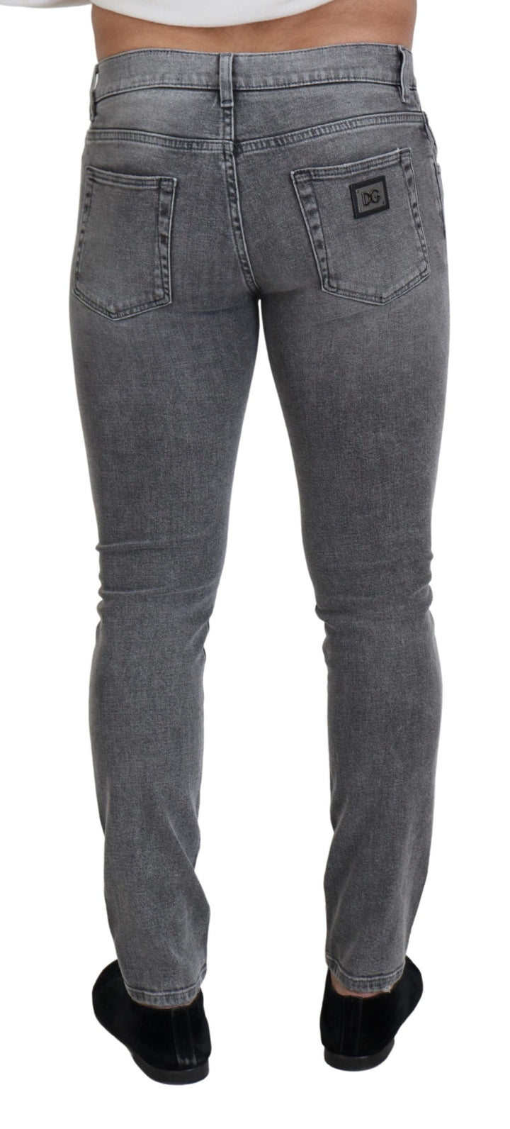Chic grey washed denim trousers