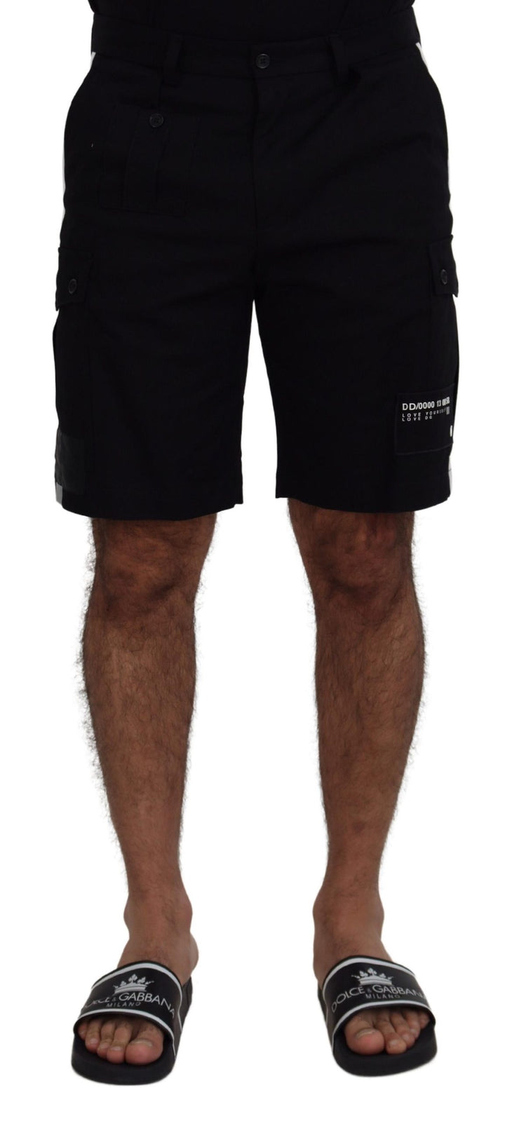 Schwarze Bermuda Cargo Freizeitshorts