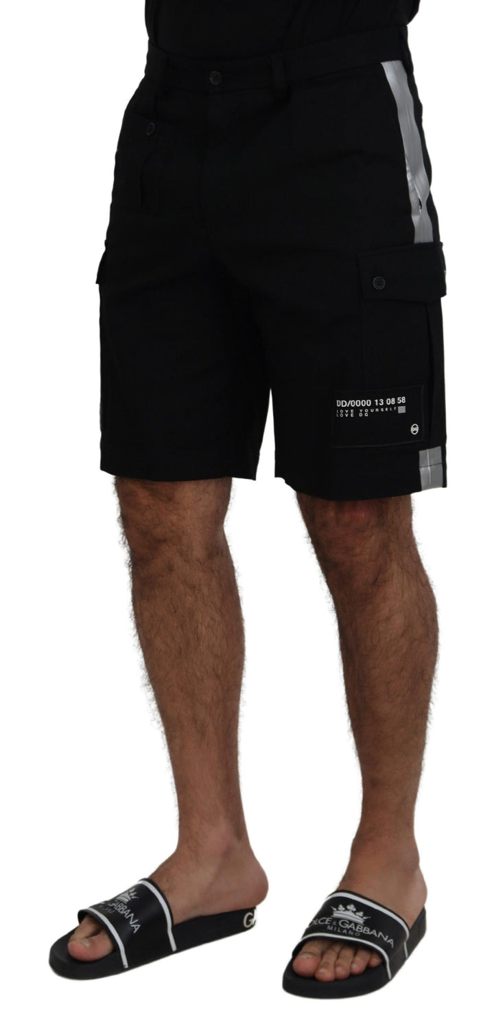 Schwarze Bermuda Cargo Freizeitshorts