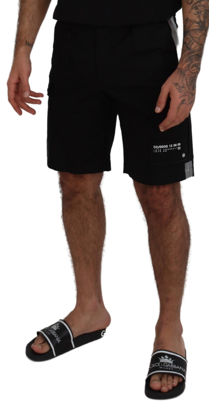 Schwarze Bermuda Cargo Freizeitshorts