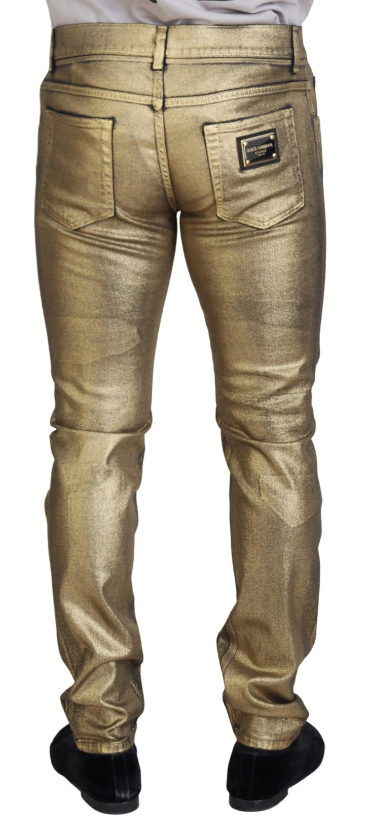 Gold Baumwolle zerfleddert Skinny Männer Denim Jeans