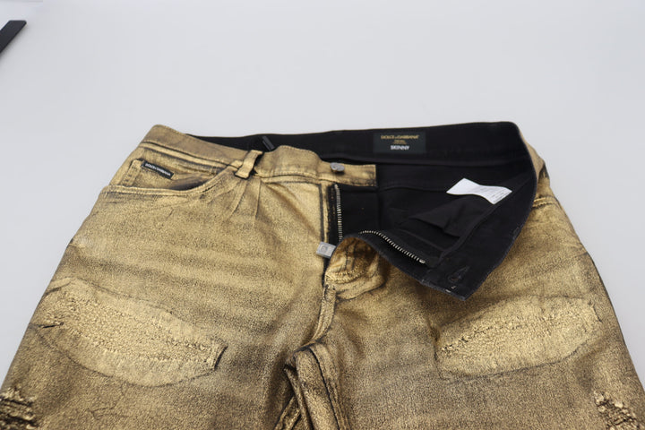 Gold Baumwolle zerfleddert Skinny Männer Denim Jeans