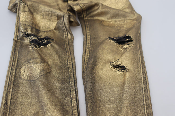Gold Baumwolle zerfleddert Skinny Männer Denim Jeans