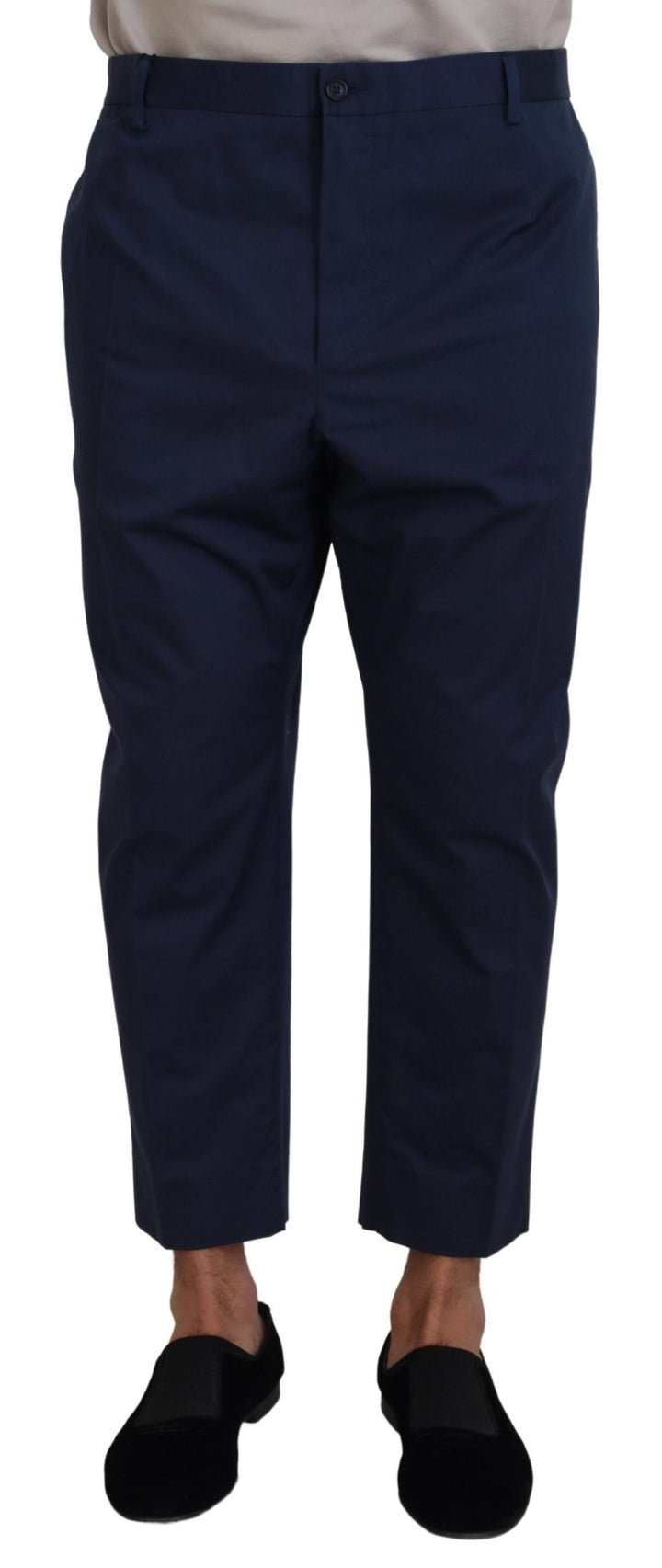 Blau Baumwolle Männer Cropped Pants