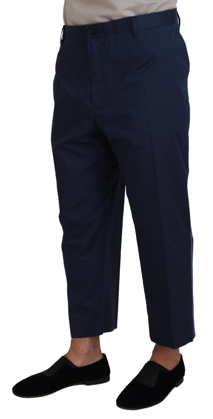 Blau Baumwolle Männer Cropped Pants