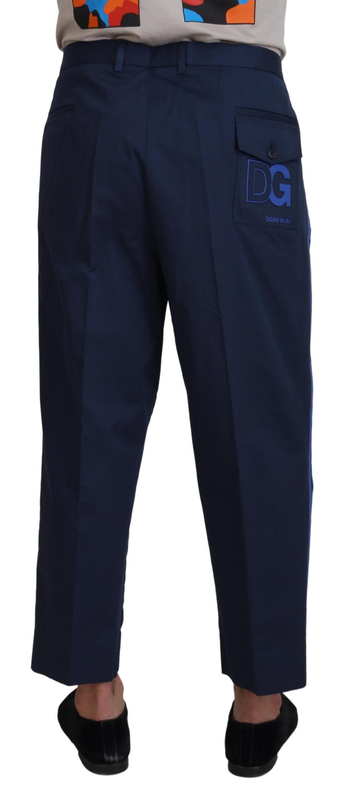 Blau Baumwolle Männer Cropped Pants