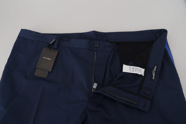 Blau Baumwolle Männer Cropped Pants