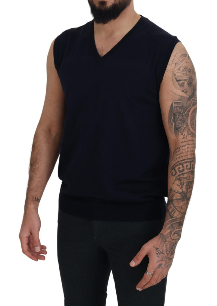 Slim black sleeveless tank with V-neck