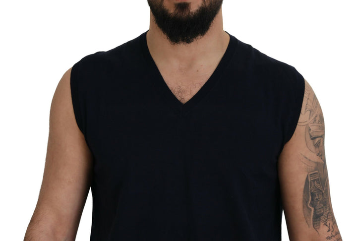 Slim black sleeveless tank with V-neck