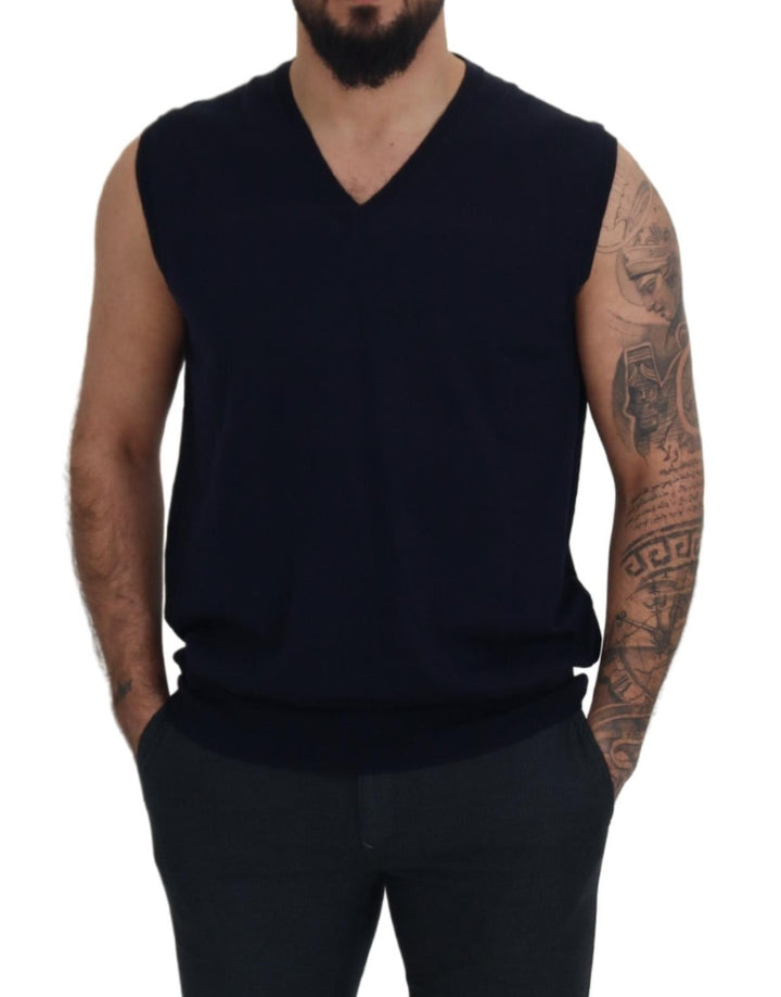 Slim black sleeveless tank with V-neck