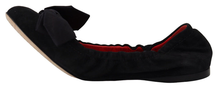 Schwarz Wildleder flach Slip On Ballett Schuhe