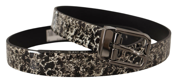 Elegant leather belt with marble print