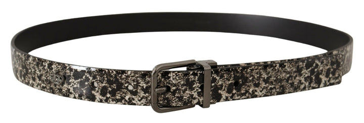 Elegant leather belt with marble print
