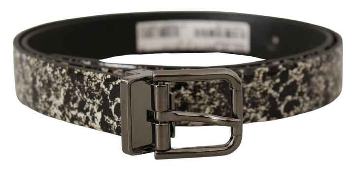 Elegant leather belt with marble print