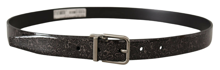 Slim belt made of coarse-grained leather with metal buckle