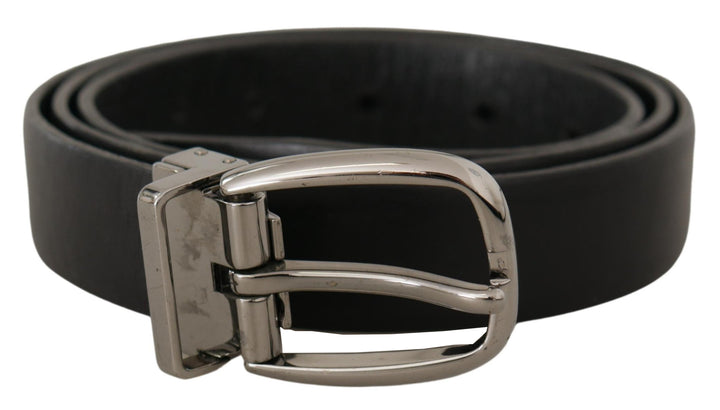 Elegant designer belt made of black leather