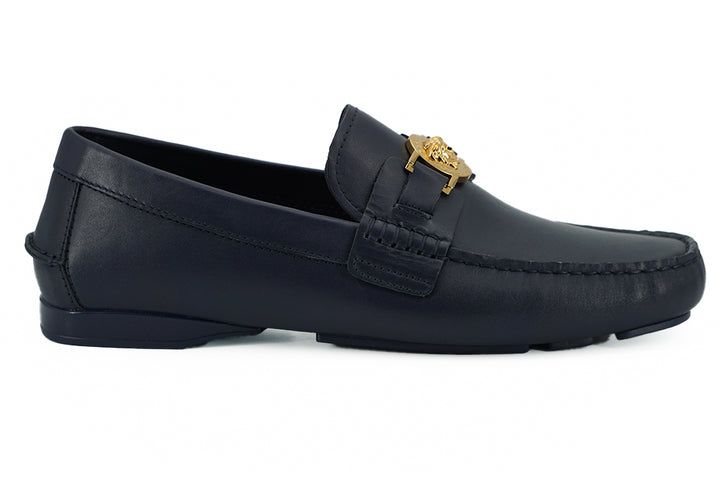 Elegante marineblaue Loafers aus Kalbsleder