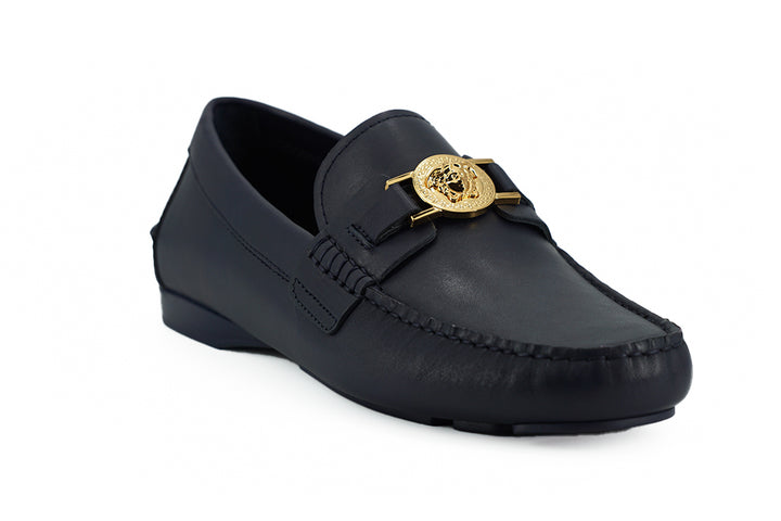 Elegante marineblaue Loafers aus Kalbsleder