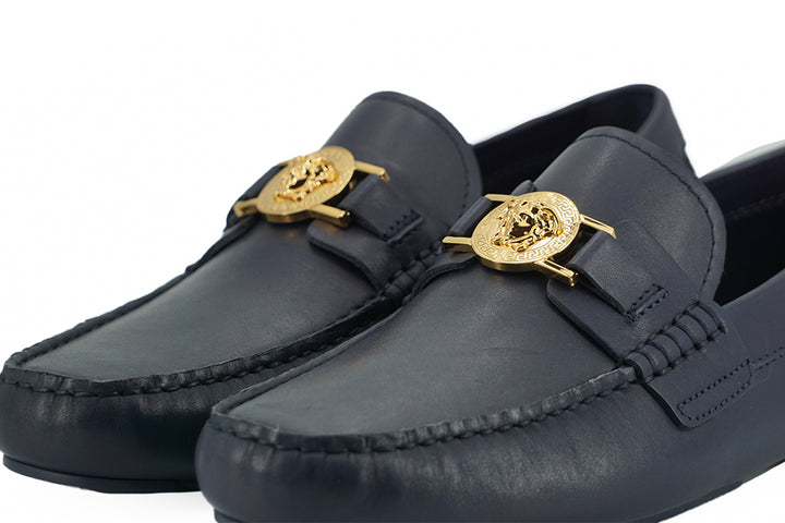 Elegante marineblaue Loafers aus Kalbsleder
