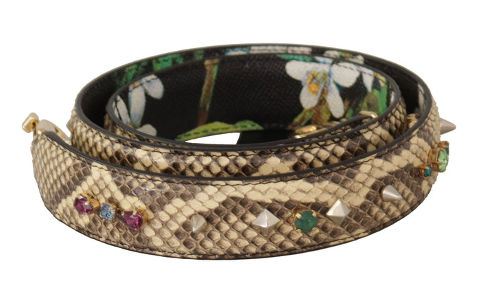 Elegant beige python leather shoulder strap