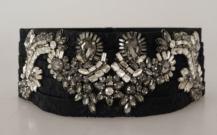 Elegant rhinestone-studded silk belt