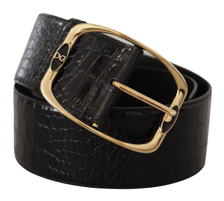Elegant logo belt made of black leather