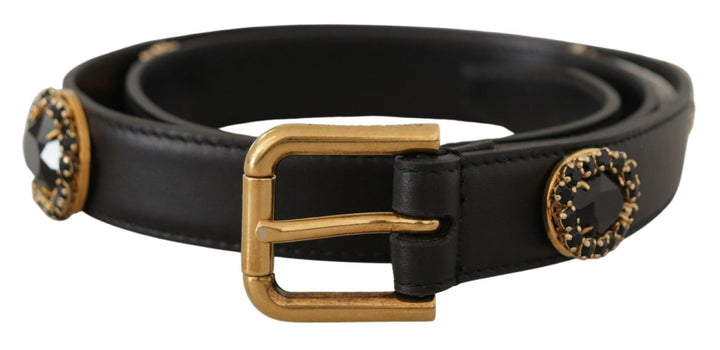 Elegant logo belt made of black leather
