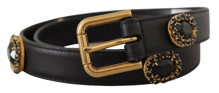 Elegant logo belt made of black leather