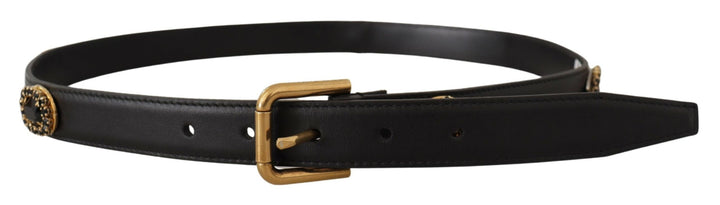 Elegant logo belt made of black leather