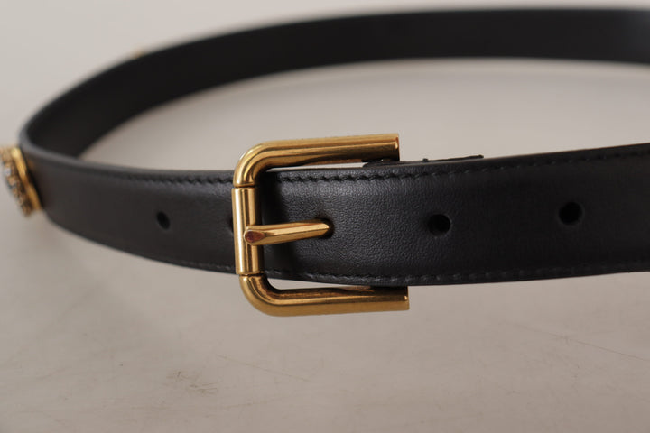 Elegant logo belt made of black leather