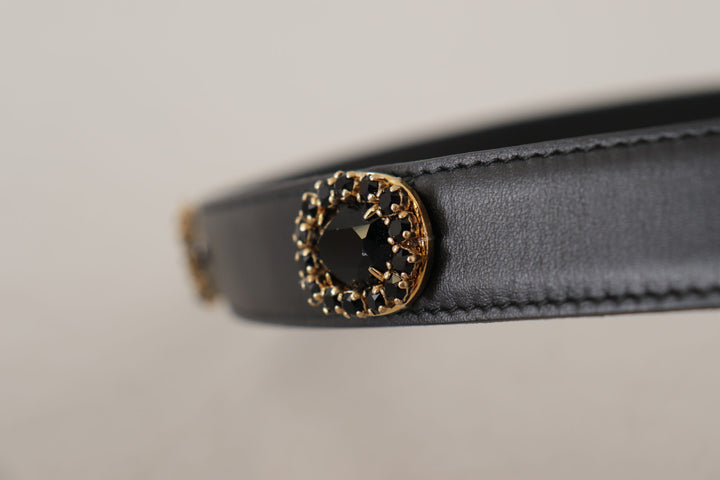 Elegant logo belt made of black leather