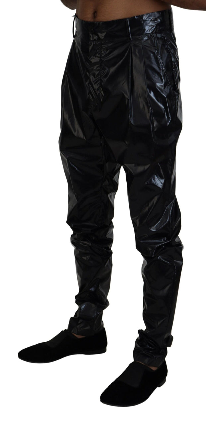 Schwarz Glänzende Nylon Skinny Männer Hosen