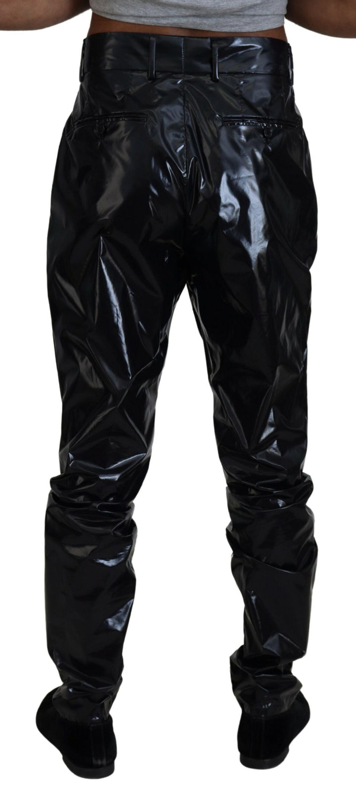 Schwarz Glänzende Nylon Skinny Männer Hosen