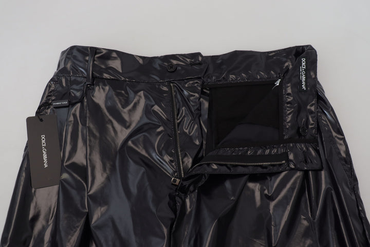 Schwarz Glänzende Nylon Skinny Männer Hosen