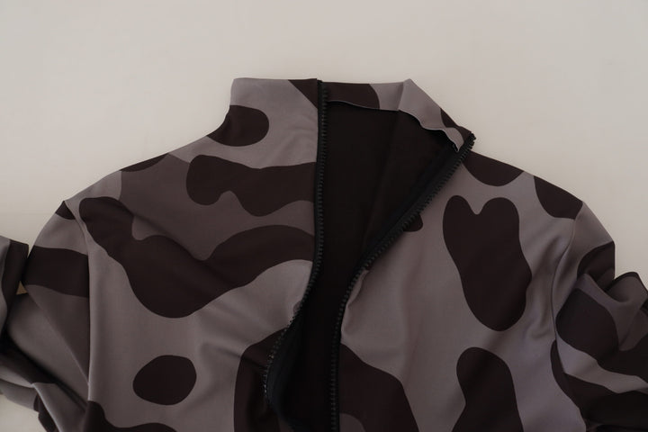 Grau gemusterter Polyester Neoprenanzug Bademode