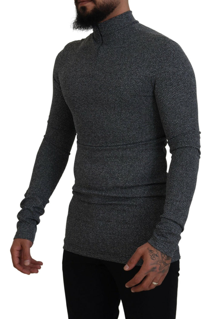 Dunkelgrauer Nylon-Rollkragenpullover