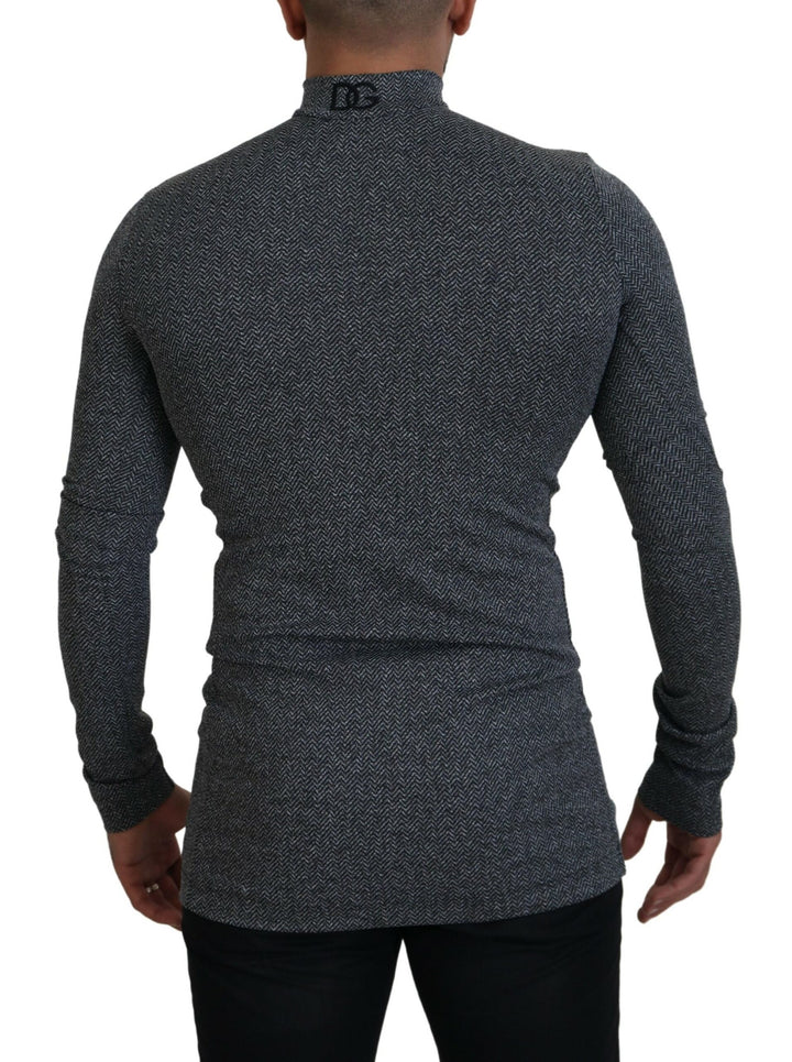 Dunkelgrauer Nylon-Rollkragenpullover