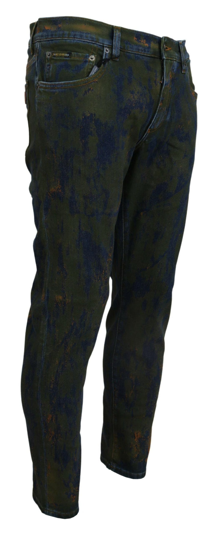 Blaugrüne Skinny Denim-Jeans aus Baumwolle