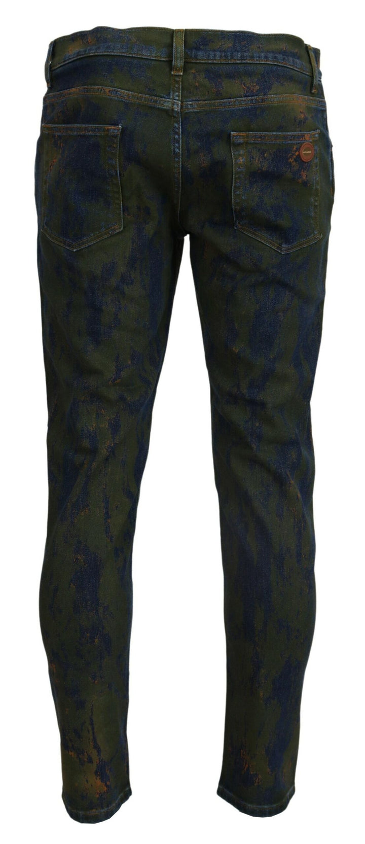 Blaugrüne Skinny Denim-Jeans aus Baumwolle