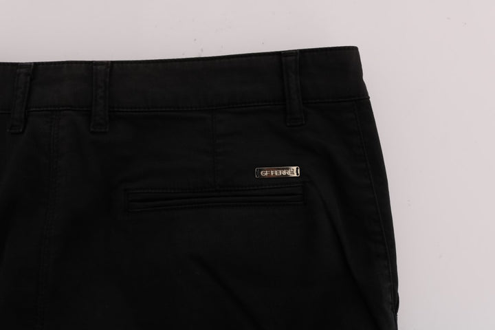 Schwarze Baumwoll-Stretch-Chino-Hose