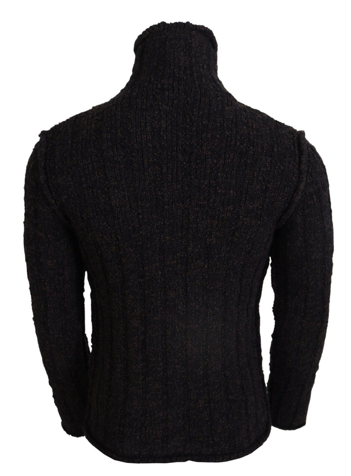 Brauner Wollstrick-Rollkragenpullover